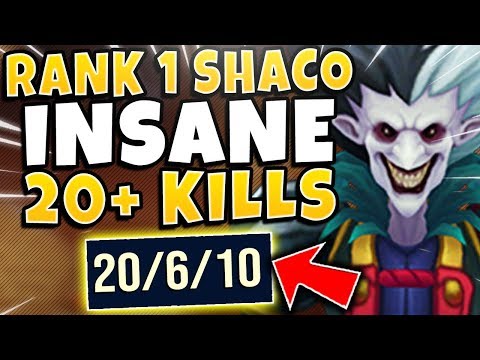 #1 SHACO WORLD CRAZY 20+ KILL GAME (ABSOLUTE STOMP) - League of Legends