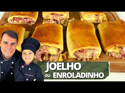 JOELHO OU ENROLADINHO DE PRESUNTO E QUEIJO | Receita fácil Sem Batedeira.