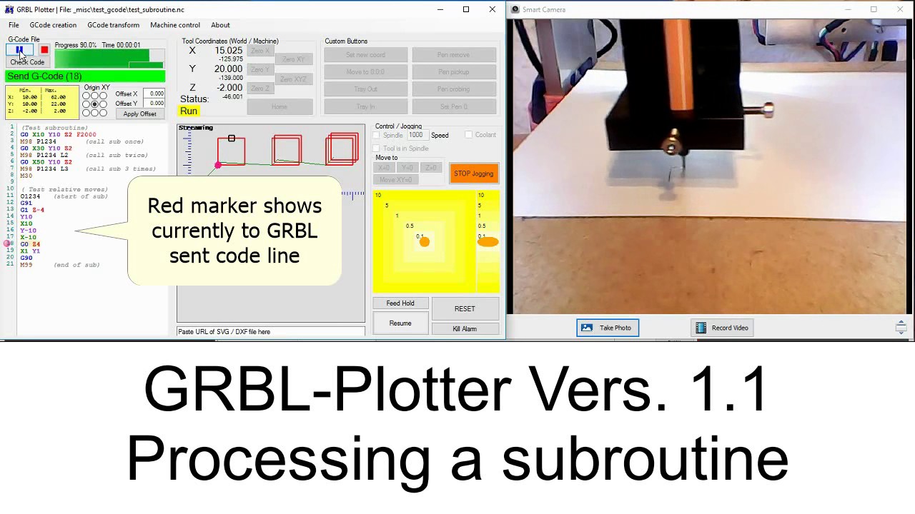 GRBL-Plotter 1.1.0.0 processing a subroutine