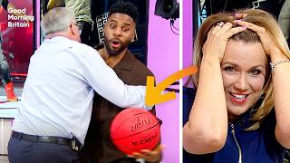 Susanna Reid challenges Ed Balls and singer Jason Derulo to a basketball match
