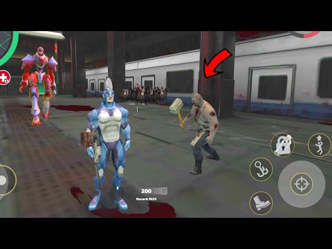 Rope Hero Vice Town - (Rope Hero Fight Hammer Zombie Boss) Zombie Boss angry and throw Hammer - HD