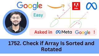YouTube video 'LeetCode 1752 Check if Array Is Sorted and Rotated | Array | Easy  | Asked in Google Amazon'
