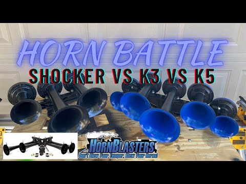 Train horn comparison - Hornblasters Shocker vs Airchime K3LA vs K5LA