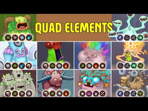 All Quad Element Monsters - All Islands, Sounds and Animations (My Singing Monsters)