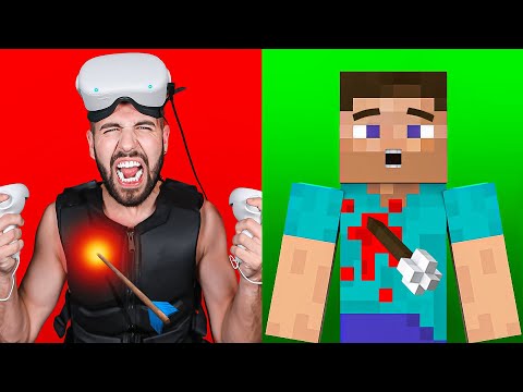 I feel the PAIN of MINECRAFT in REAL LIFE in VR... 😭💀 (haptic vest)