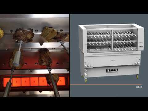 video 1, Gril rotatif à gaz inox 40 brochettes
