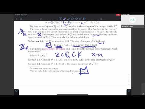 CTNT 2022 - Algebraic Number Theory (Lecture 1) - by Hanson Smith