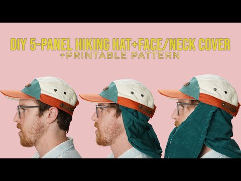 DIY 5-Panel Hiking Cap with Neck Cover (PDF PRINTABLE PATTERN) (STEP BY STEP SEWING PROJECT)
