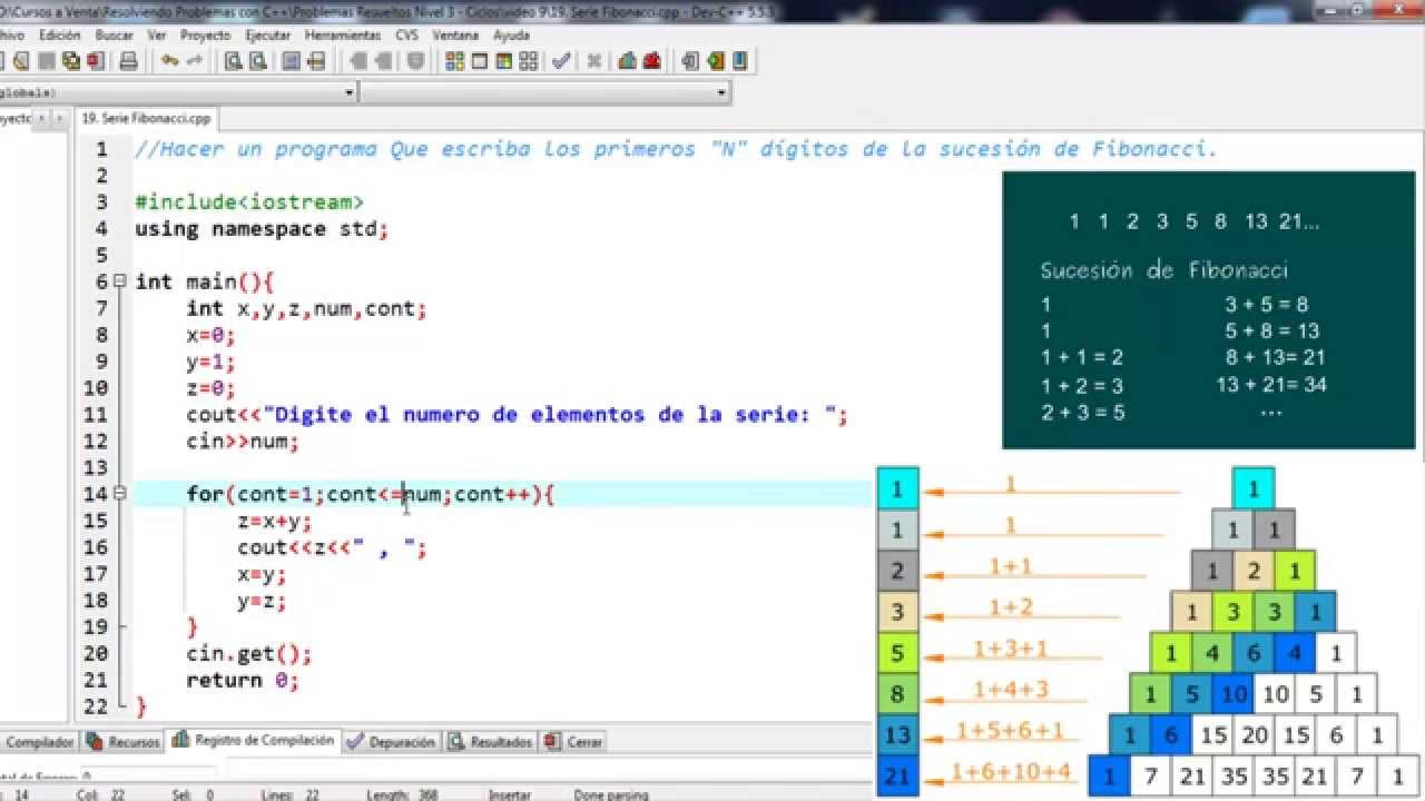 Programacioón en C y C++: Serie Fibonacci