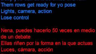 Flo Rida - Turn Around 5,4,3,2,1 -  Letra en español y en inglés en la pantalla