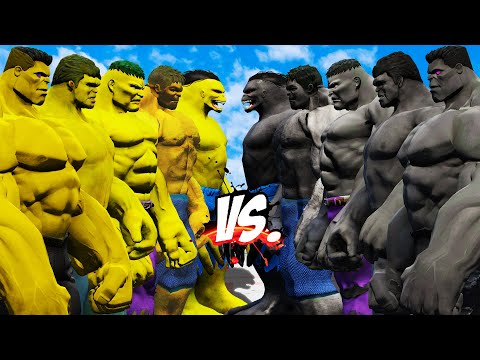 TEAM BLACK HULK VS TEAM YELLOW HULK - HULK BATTLE - EPIC SUPERHEROES WAR