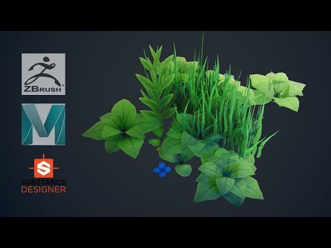 How to make stylized plants and grass -Zbrush, Maya, Substance Designer