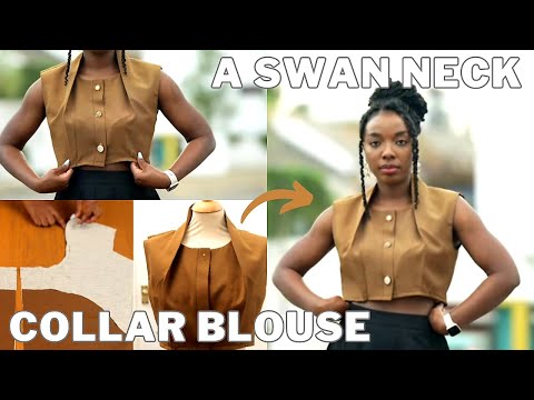 How to Make a Swan Neck COLLAR Blouse // DIY Built Up...