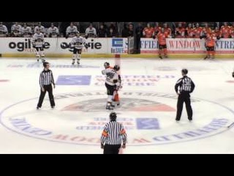 Cam Janssen vs Adam Keefe EIHL fight 7-11-15