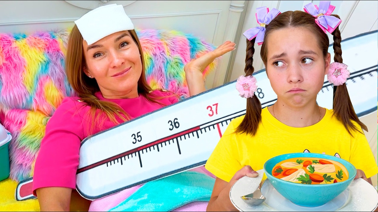 Kids help Mom when she gets sick!