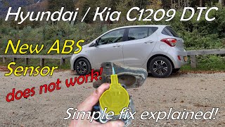 Hyundai C1209 fault code  - When a new ABS sensor doesn't work - Diagnosis and a very simple repair
