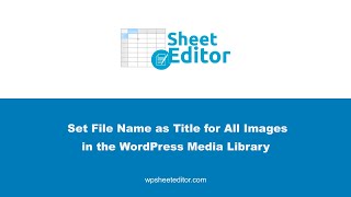 Set File name as Title for All Images in the WordPress Media Library