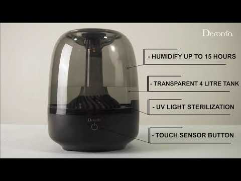 Deroma M535 Air Humidifier Transparent Black Water Tank 4L Capacity - Air Diffuser Purifier Mist