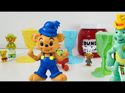 Bamse med vänner färgar Skalmans Slime i olika färger | Lek och Lär