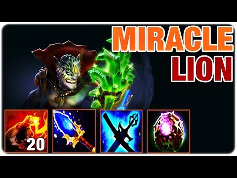 [Miracle] Lion Mid Carry Finger of Death 1 Shot Kill Pro Gameplay 7.21 Dota 2