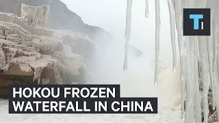China Hokou Waterfall covered in icicles