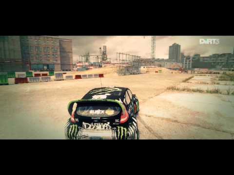 DiRT3-DRIFT THROUGH THE BURIED LARGE PIPES AND DRIFT UNDER THE DIRT RAMP SCAFFOLDING