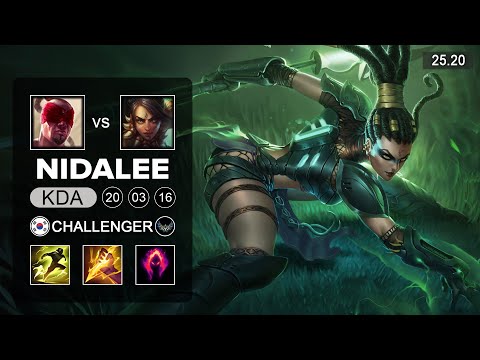 Nidalee vs Lee Sin Jungle - KR Challenger - Patch 25.20 Season 15