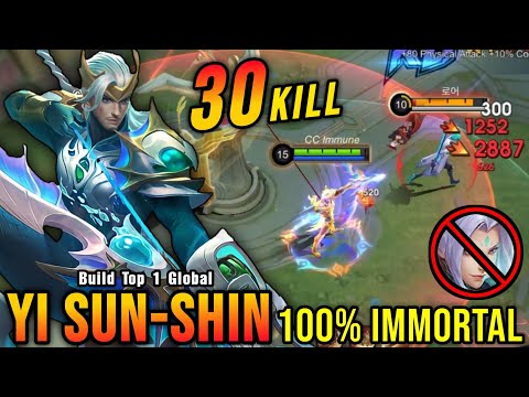 100% IMMORTAL!! 30 Kills Yi Sun Shin Best Build and Emblem!! - Build Top 1 Global Yi Sun Shin ~ MLBB