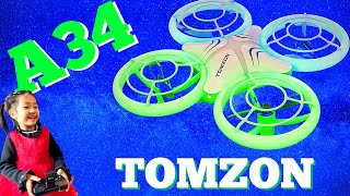 First Drone? Get One That Flies Great & Lights Up! Tomzon A34 Review and Instructions! #tomzona34