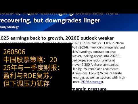 0506-中国股票策略：2025年与一季度财报：盈利与ROE复苏，但下调压力犹存