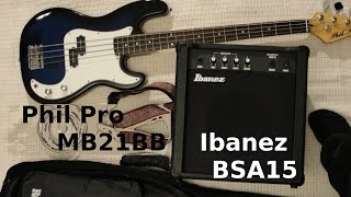 Video thumbnail for Бас гитара Phil Pro MB21BB и Комбоусилитель Ibanez BSA15. by theEazy RB