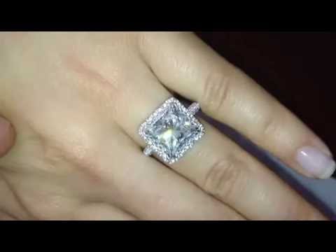 4 carat princess cut diamond engagement ring with 1