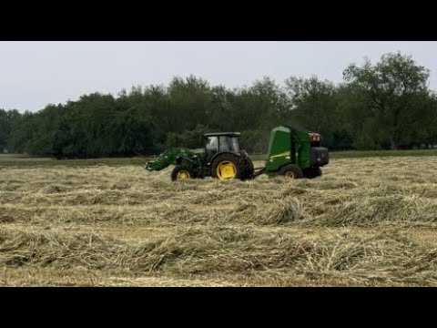 Cutting and baling some wheat hay