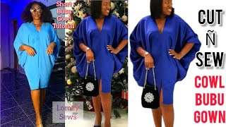 Learn How To Cut Short Cowl Bubu Gown Style | How To Cut Bubu Gown With Front Slit