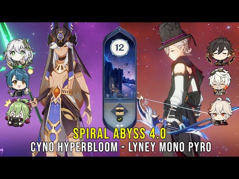 C1 Cyno Hyperbloom and C0 Lyney Mono Pyro - Genshin Impact Abyss 4.0 - Floor 12 9 Stars