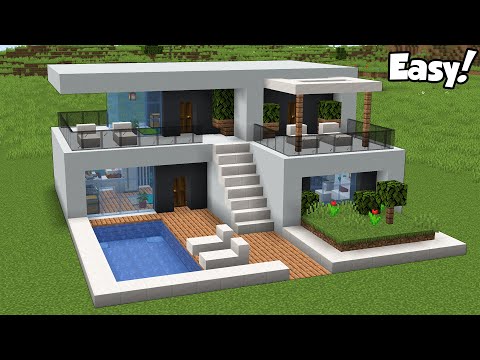 Minecraft: How to Build a Modern House Tutorial (Easy) #38 +Interior