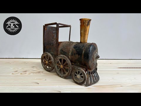 Abandoned train restoration - Antique locomotive new life