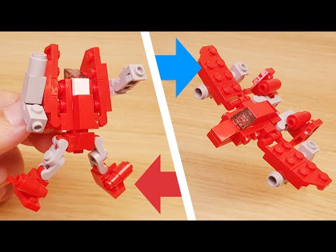 Mini LEGO brick fighter jet transformer mech - Red Sky (similar to PowerGlide)  #LEGO #レゴ #レゴ変形ロボ