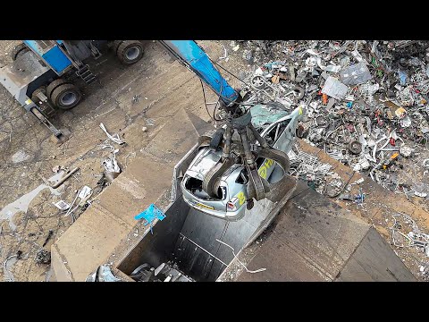 Scrap Metal ELV Cars into HUGE Shredder! Massive Scrapyard in Preston | Global Ardour Recycling LTD