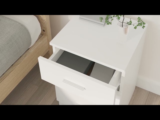 Video Teaser für 800451 vidaXL Bedside Cabinets 2 pcs White 38x35x56 cm Engineered Wood