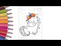 Kawaii Unicorn Sitting On Rainbow with Horn Baby Pony Coloring for Kids #coloring #beautiful #love