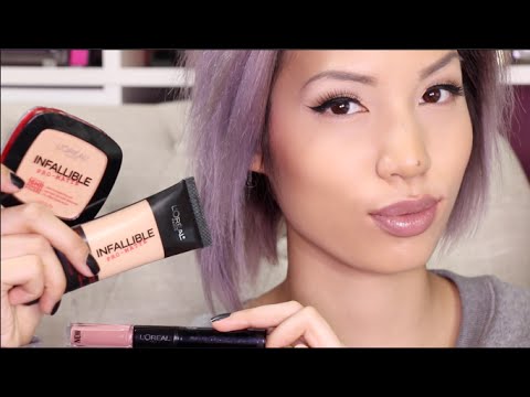 NEW LOREAL 24 HOUR PRODUCTS |  Pro Matte Foundation + Powder & Lipstick Review Video