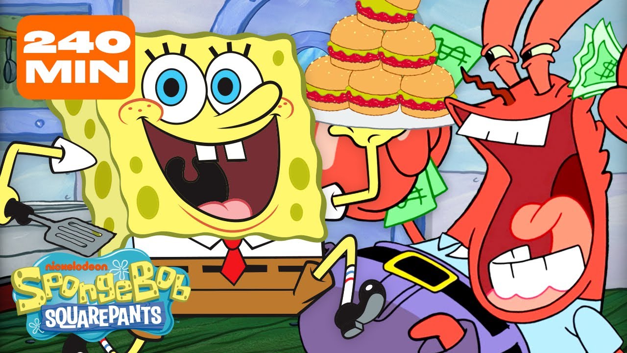 4 HOURS Inside the Krusty Krab 🍔 | SpongeBob