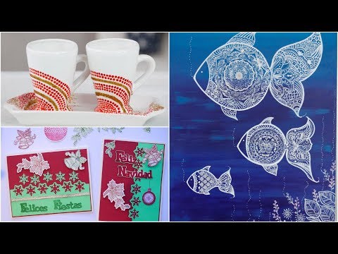 ManosalaObraTv 2018  Programa 105  - Puntillismo sobre Loza - Tarjetas Navideñas - Cuadro con Sellos