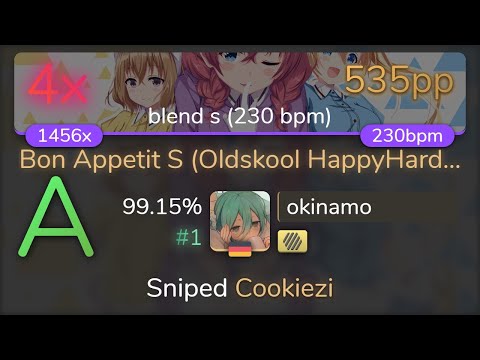 [7.85⭐Live] okinamo | K A Z M A S A - Bon Appetit S [blend s (230 bpm)] +HD 99.15% {#1 💖 4❌} - osu!