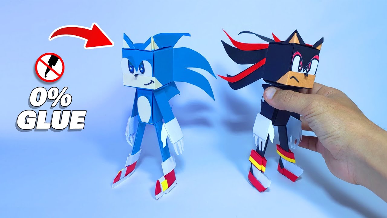 How to make AMAZING paper Sonic and Shadow without a drop of glue
