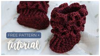 How to Crochet Ruffled Baby Booties Step-by-Step (Free Pattern!)