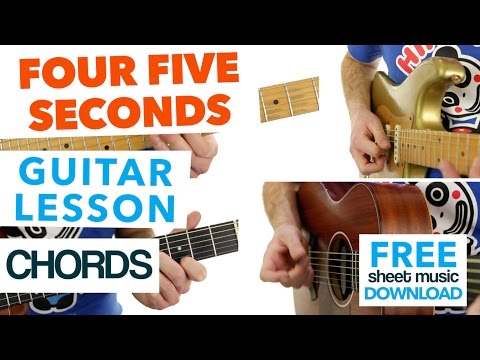 ► Four Five Seconds - Rihanna - Guitar Lesson (CHORDS) ✎ FREE Sheet Music