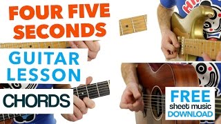 ► Four Five Seconds - Rihanna - Guitar Lesson (CHORDS) ✎ FREE Sheet Music