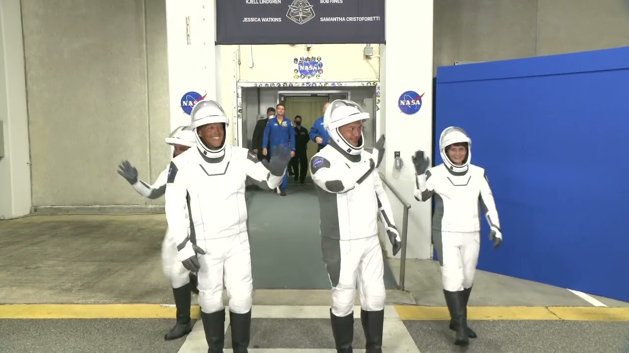 NASA SpaceX Crew-4 Astronauts Walk Out for Trip to Launch Pad 39A